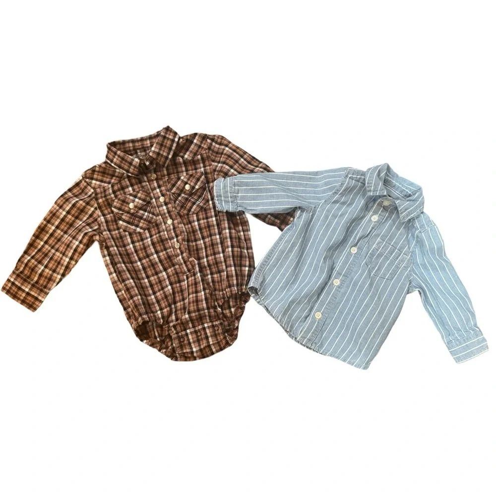2 Item Lot Baby Boy 12 Month Shirt and Baby Body Suit